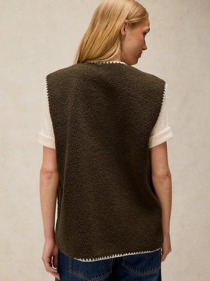 White Stuff Patch Pocket Borg Gilet, Khaki - view 2, Khaki