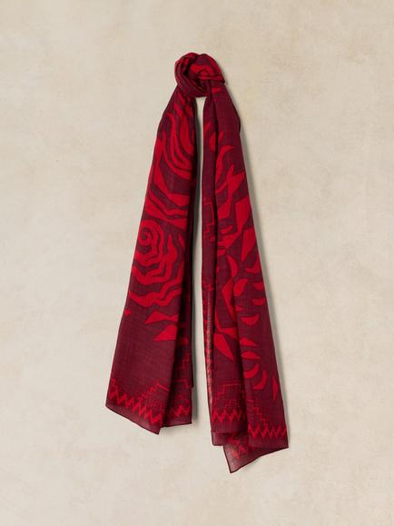 White Stuff Callie Animal Print Scarf, Red, Red