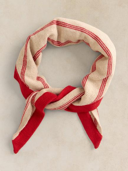 White Stuff Eve Striped Scarf, Red Multi