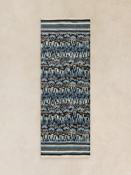White Stuff Callie Abstract Print Scarf, Blue - view 2, Blue Pr