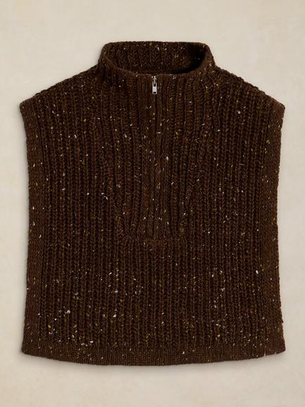 White Stuff Knitted Half Collar, Mid Brown, Mid Brown