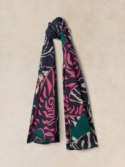 White Stuff Mia Floral Print Scarf, Pink, Pink
