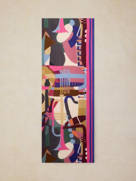 White Stuff Mia Abstract Print Scarf, Blue - view 2, Blue