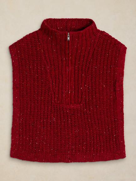 White Stuff Knitted Half Collar, Dark Red, Dark Red