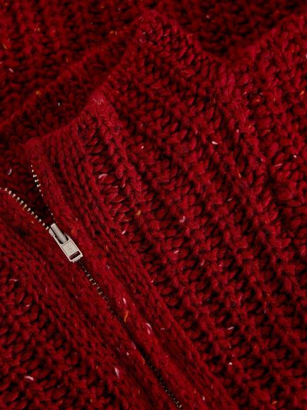 White Stuff Knitted Half Collar, Dark Red - view 2, Dark Red