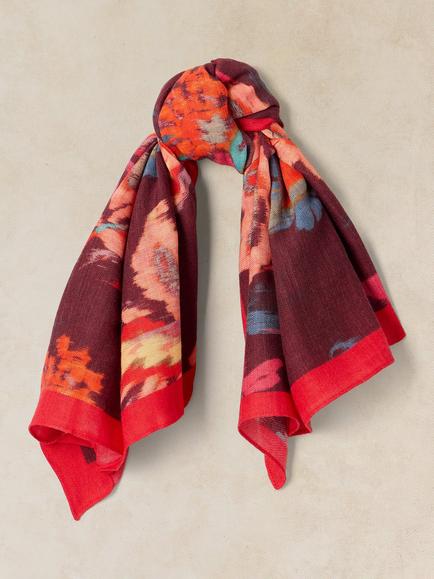 White Stuff Molly Abstract Floral Scarf, Plum, Plum