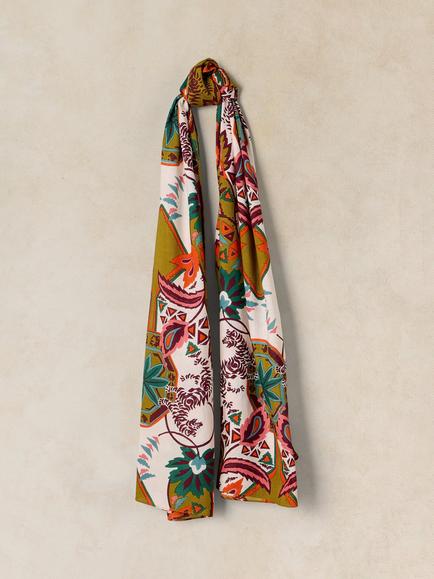 White Stuff Sophie Floral Scarf, Yellow/Multi, Yellow/Multi