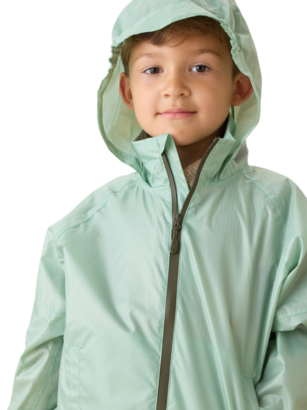 KIDLY by MORI Kids' Hooded Rain Jacket, Sage Green - view 2, Sage Green
