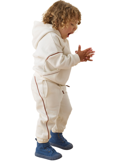 KIDLY by MORI Kids' Oversized Drawstring Joggers, Cream - view 2, Cream