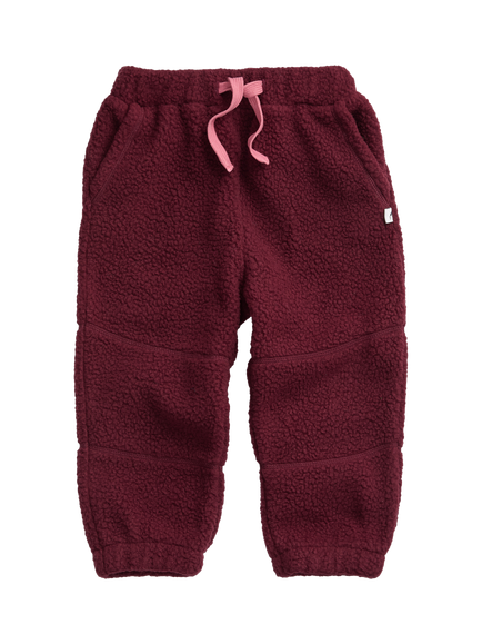 KIDLY by MORI Kids' Fleece Drawstring Joggers, Burgundy, Burgundy