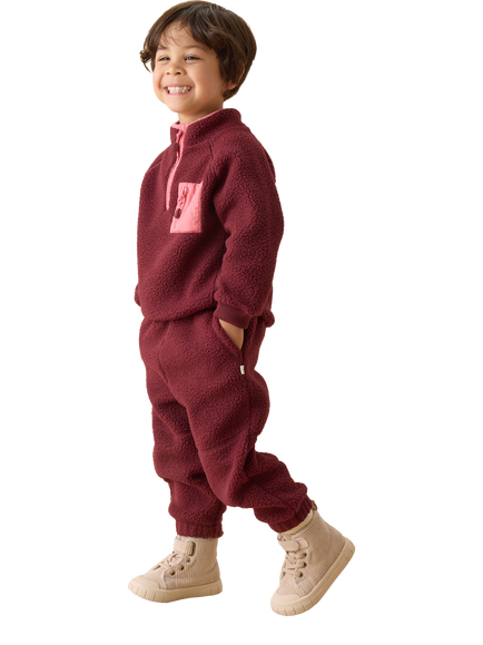 KIDLY by MORI Kids' Fleece Drawstring Joggers, Burgundy - view 2, Burgundy