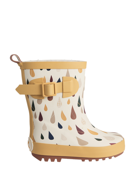 KIDLY by MORI Kids' Fleece Lined Wellington Boots, Mustard/Multi, Mustard/Multi