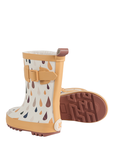 KIDLY by MORI Kids' Fleece Lined Wellington Boots, Mustard/Multi - view 2, Mustard/Multi