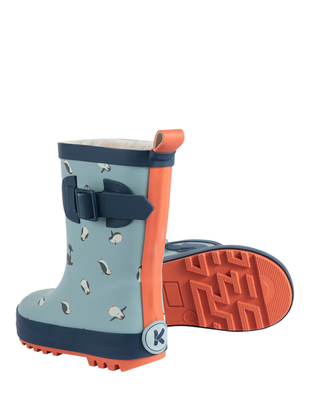KIDLY by MORI Kids' Fleece Lined Wellington Boots, Blue - view 2, Blue