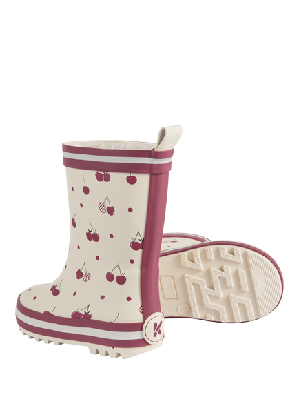KIDLY by MORI Kids' Fleece Lined Wellington Boots, Red - view 2, Red