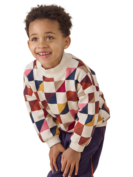 KIDLY by MORI Kids' Dropped Shoulder Sweatshirt, Multi - view 2, Multi