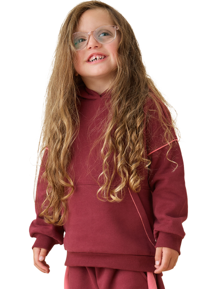 KIDLY by MORI Kids' Oversized Cotton Blend Hoodie - view 2, Burgundy