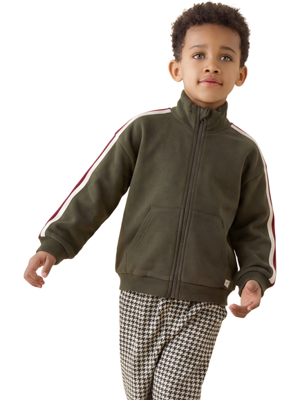 KIDLY by MORI Kids' Cotton Blend Full Zip Jacket, Khaki - view 2, Khaki