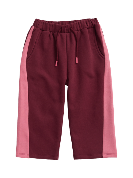 KIDLY by MORI Kids' Oversized Wide Leg Joggers, Burgundy, Burgundy