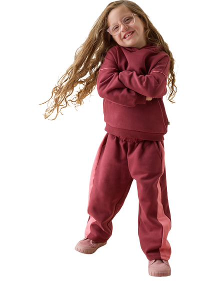 KIDLY by MORI Kids' Oversized Wide Leg Joggers, Burgundy - view 2, Burgundy