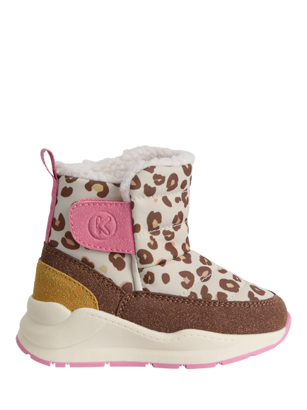 KIDLY by MORI Kids' Quilted Snow Boots, Leopard, Leopard