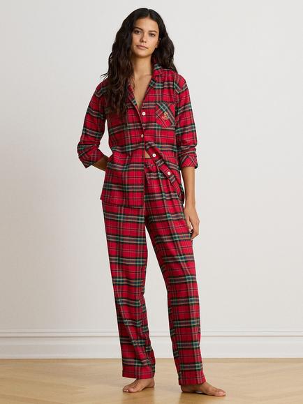 Lauren Ralph Lauren Brushed Cotton Blend Pyjama Set, Red