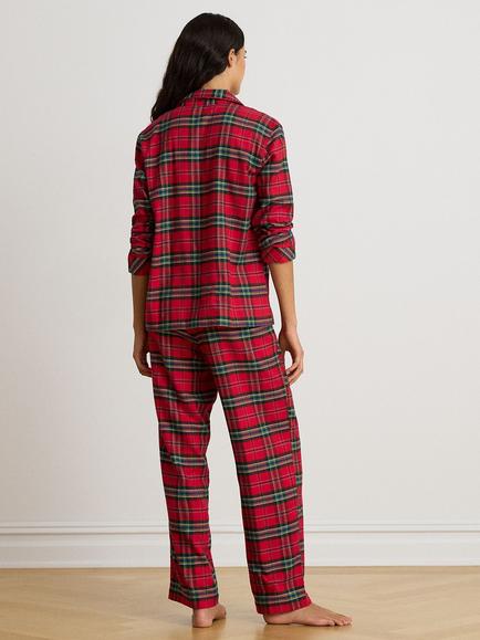 Lauren Ralph Lauren Brushed Cotton Blend Pyjama Set - view 2, Red