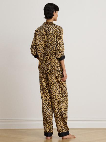 Ralph Lauren Lauren Ralph Lauren Button Down Long Pyjama Set, Brown - view 2, Brown