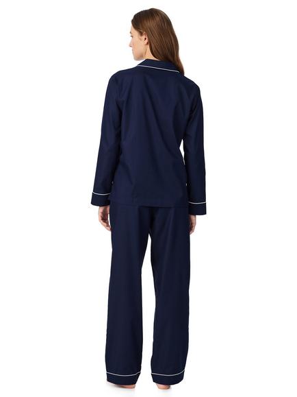 Lauren Ralph Lauren Cotton Long Sleeve Pyjama Set, Navy - view 2, Navy