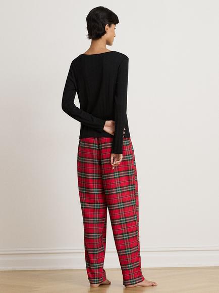 Lauren Ralph Lauren Brushed Cotton Blend Check Pyjama Trousers - view 2, Red