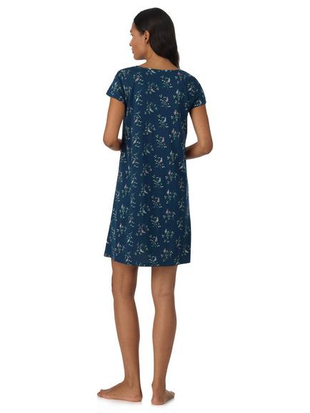 Lauren Ralph Lauren Floral Flutter Sleeve Cotton Blend Nightdress, 402 Navy Print - view 2, 402 Navy Print