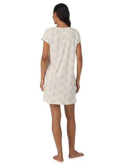 Lauren Ralph Lauren Floral Short Sleeve Cotton Blend Nightdress, 299 Ivory Floral - view 2, 299 Ivory Floral