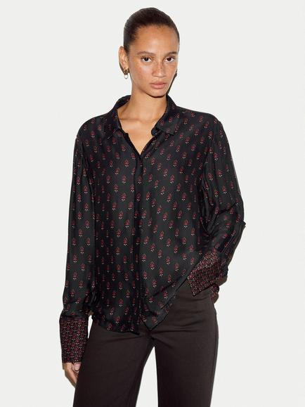 Jigsaw Geometric Foulard Shirt, Black, Black
