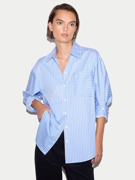 Jigsaw Oversized Striped Shirt, Blue, Blue