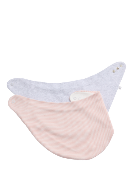 MORI Baby Milk Bib, Pack of 2, Grey/Blush