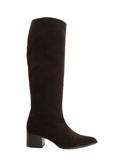 Dune London Tautly Suede Block Heel Knee Boots, Brown, Brown