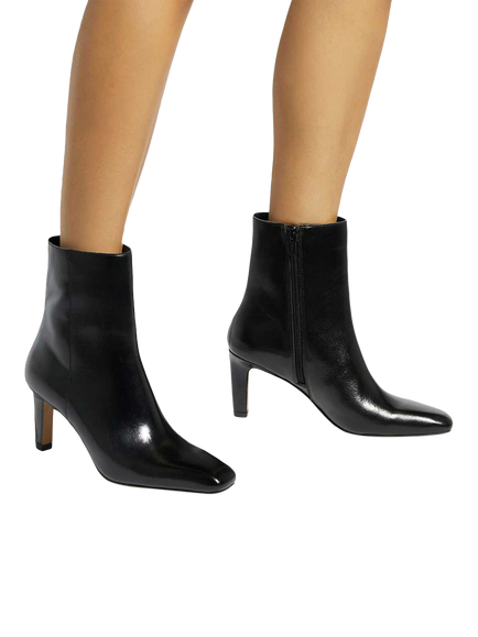 Dune London Ovation Wide Fit Leather High Heel Ankle Boots, Black - view 2, Black