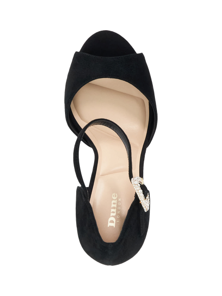Dune London Myans Suede Embellished Platform Sandals, Black - view 2, Black