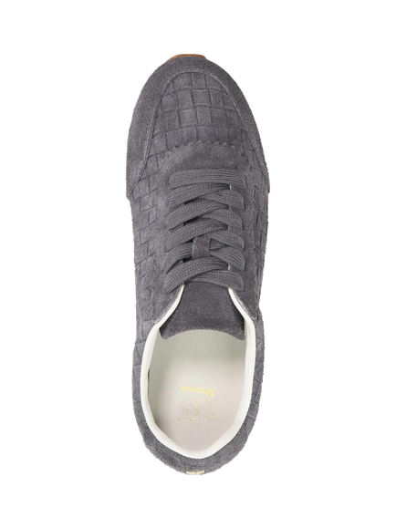 Dune London Elora Woven Suede Slim Runner Trainers - view 2, Grey