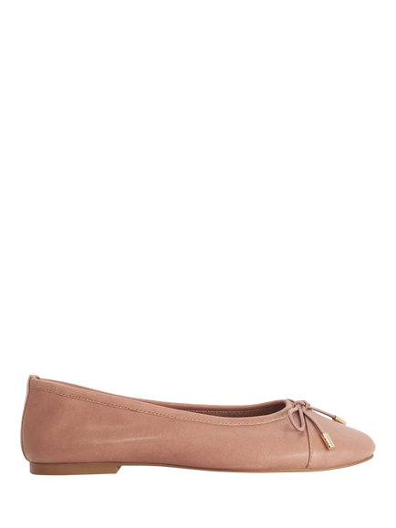 Dune London Haliah Leather Ballet Flats, Blush
