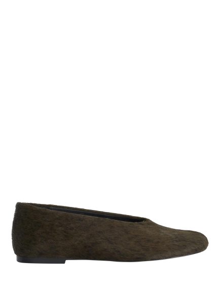Dune London Highway Leather Ballet Flats, Green, Green