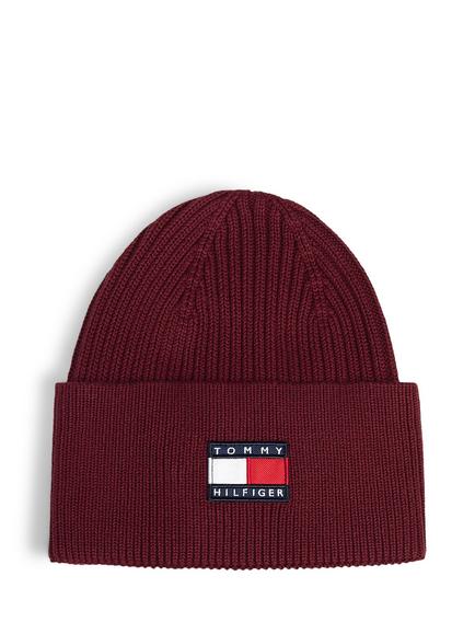 Tommy Hilfiger Kids' Ribbed Cotton Beanie Hat, Red