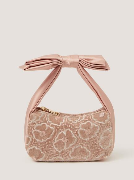 Monsoon Kids' Embroidered Velvet Bag, Pale Pink, Pale Pink