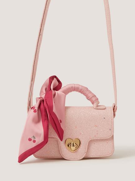 Monsoon Kids' Betsy Glitter Bow Bag, Pink, Pink