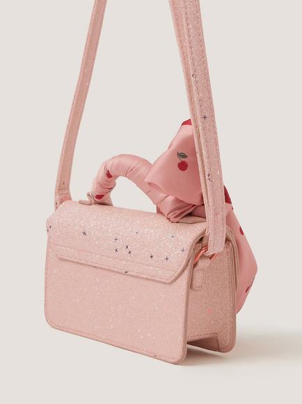 Monsoon Kids' Betsy Glitter Bow Bag, Pink - view 2, Pink
