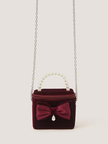 Monsoon Kids' Velvet Crossbody Case Bag, Burgundy