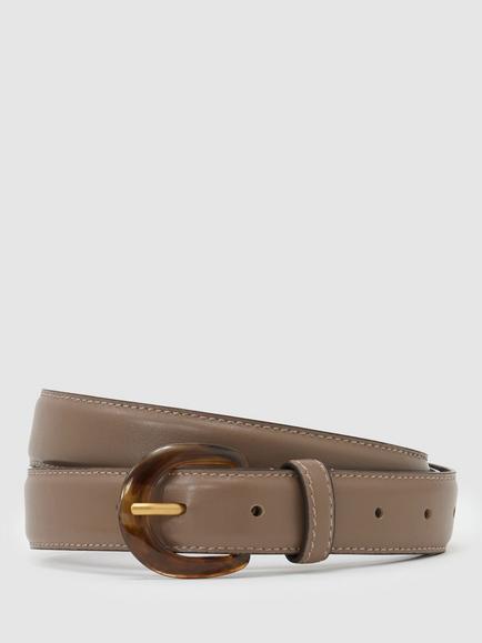 Reiss Romy Leather Belt, Taupe, Taupe