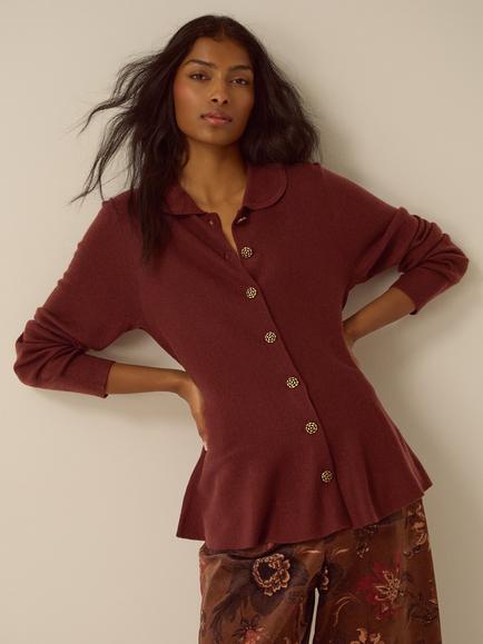 Monsoon Kay Collared Cardigan, Cognac, Cognac