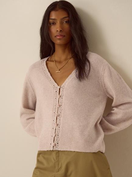 Monsoon Talitha Fine Knit V-Neck Cardigan, Mink, Mink