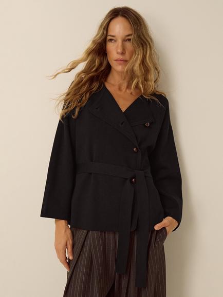 Monsoon Bess Belted Knit Jacket, Black, Black